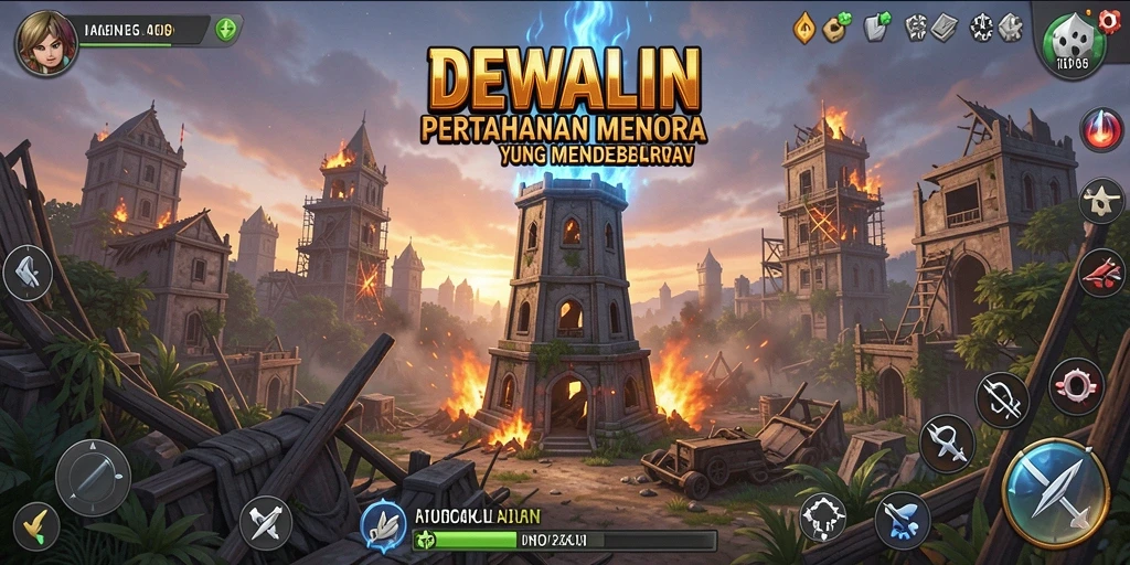 Gameplay mendebarkan dalam DEWALIN Tower Defense.