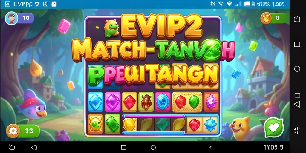 Tampilan gameplay Match-3 yang menarik dan adiktif.