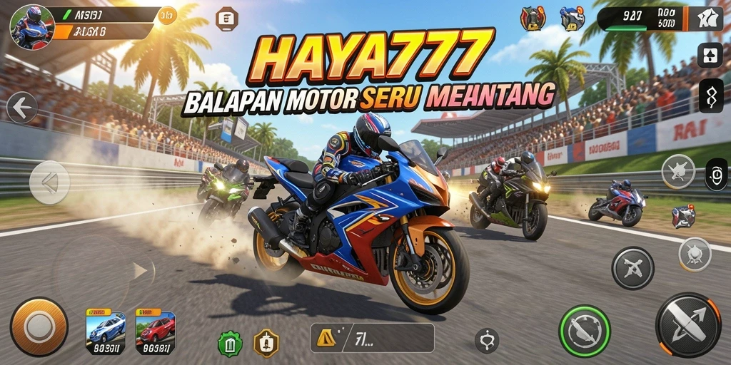 Tangkapan layar HAYA777 menampilkan aksi balapan motor yang mendebarkan.