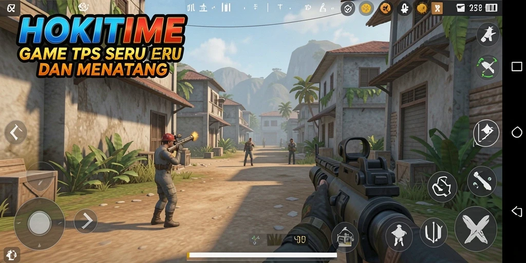 Screenshot HOKITIME menunjukkan pertempuran seru di arena yang menegangkan.