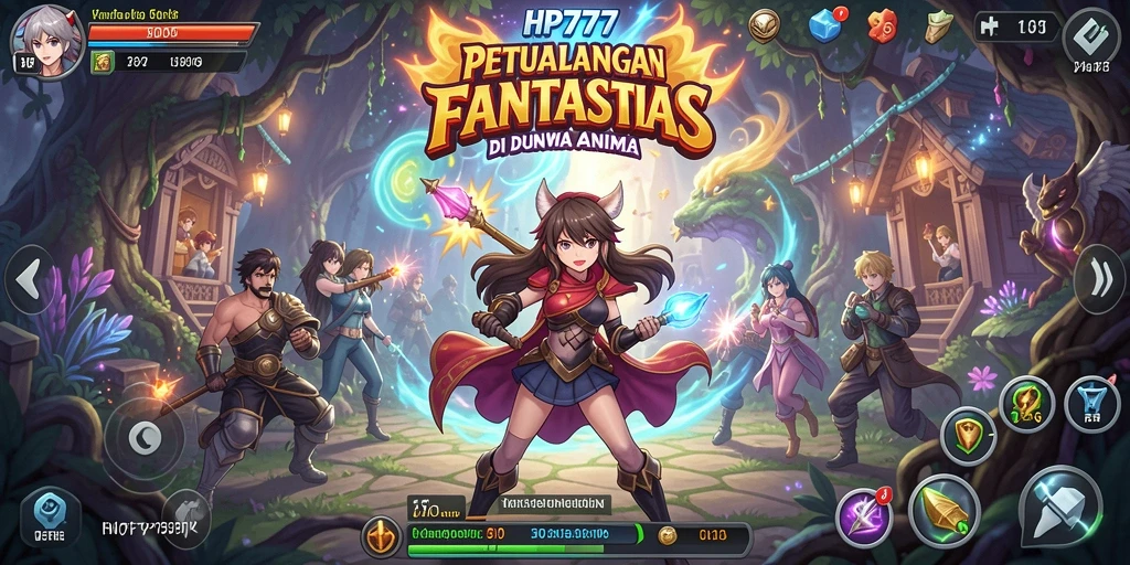 Screenshot gameplay HP777 menampilkan pertarungan karakter anime yang seru.