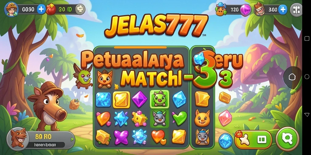 Screenshot menunjukkan momen seru dalam permainan Match-3.