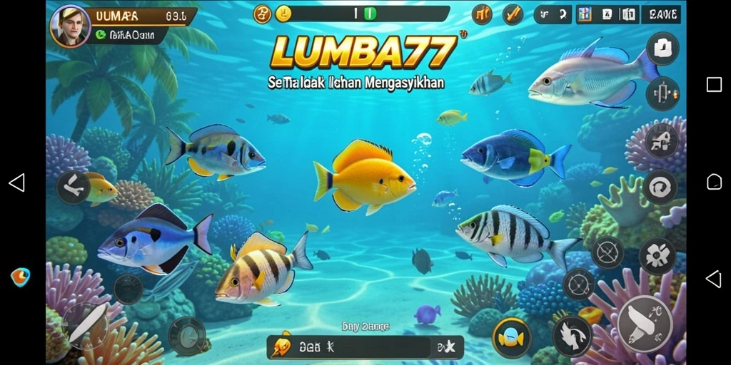 Gameplay menembak ikan dalam LUMBA77 yang seru dan menantang.