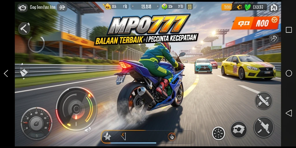 Tampilan seru dari gameplay balapan motor di MPO777.