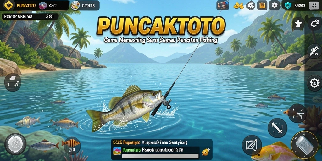 Tampilan gameplay PUNCAKTOTO yang menampilkan suasana memancing yang seru.