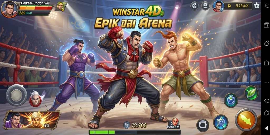 Tampilan pertarungan mendebarkan di <strong>WINSTAR4D</strong> dengan karakter unik.